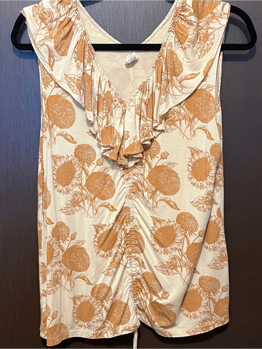 Kate Quinn V-Neck Ruffle Top Sunflower Size M